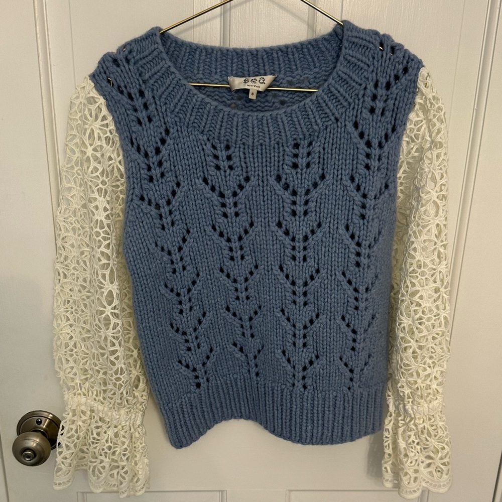 Sea New York Blue and White Sweater - Picture 2 of 6